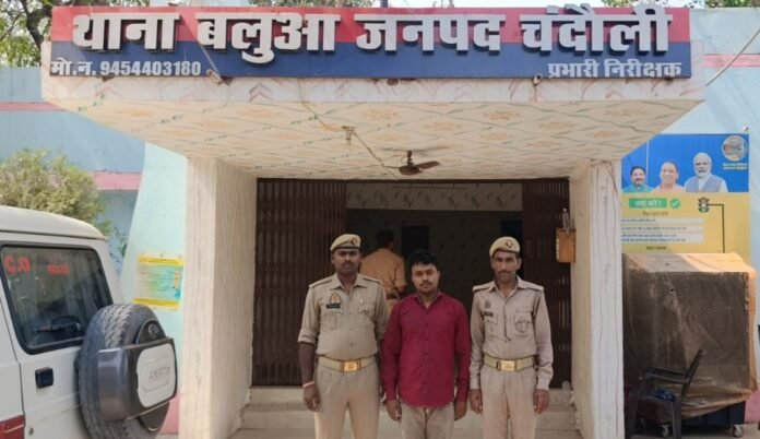 बलुआ पुलिस की गिरफ्त में अपहरण कांड का आरोपी।